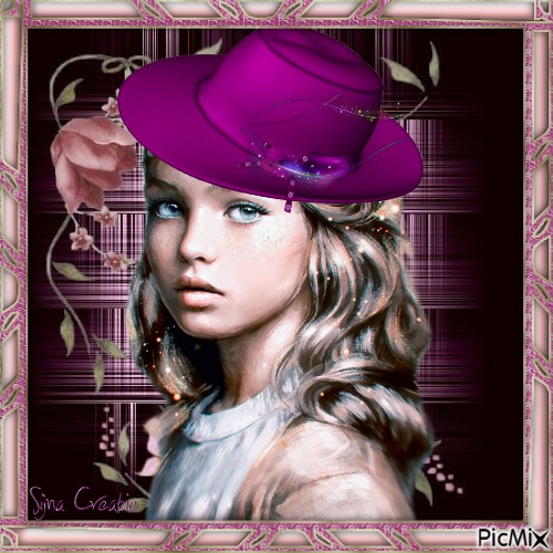 girl with purple hat