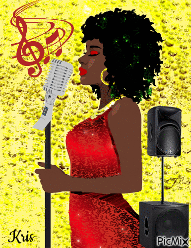 La chanteuse (dessin) - Безплатен анимиран GIF