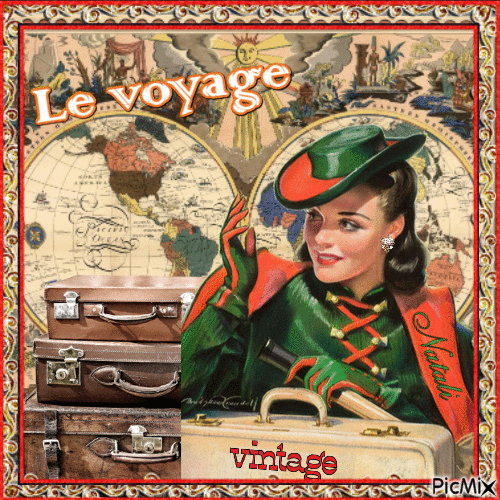Le voyage vintage 🛩  🚘  🚊  ✈  ⛵ - Darmowy animowany GIF
