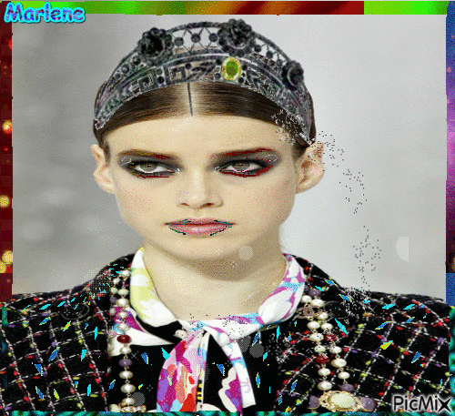 Portrait Woman Colors Deco Glitter Fashion Glamour - GIF animé gratuit