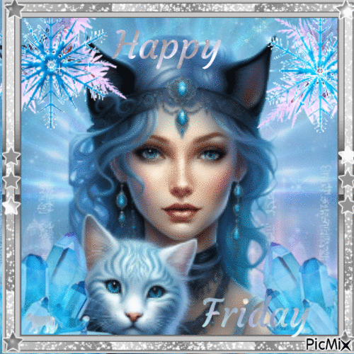 Happy Friday in blue - Free animated GIF