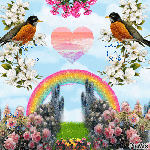 Les oiseaux au coeur du paradis - Free animated GIF