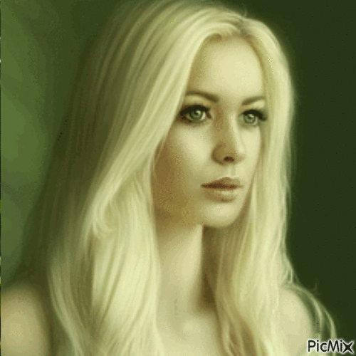 Portrait de Femme sur fond vert - Gratis animerad GIF