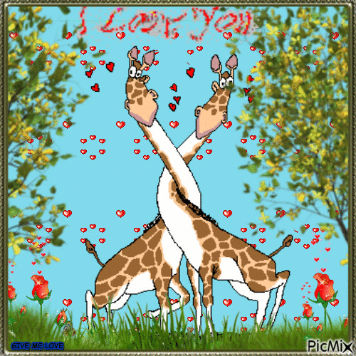 GIRAFFE LOVE YOU - GIF animasi gratis