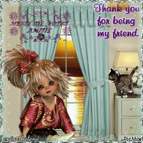 merci de votre amitié /  thank you for being my friend - Безплатен анимиран GIF