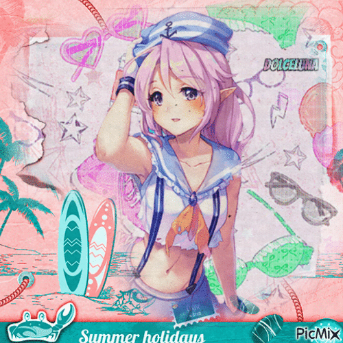 summer anime girl - GIF animé gratuit