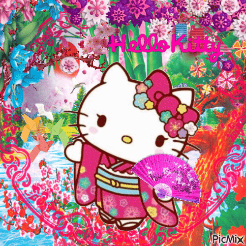 Geisha Kitty - GIF animate gratis