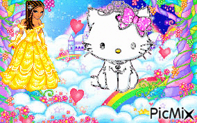 la princesse et son chat - GIF animado gratis