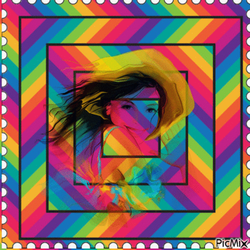 portrait multicolore - Бесплатный анимированный гифка