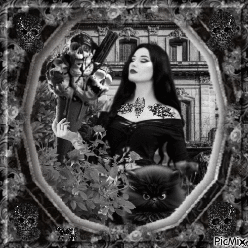 Gothic woman with tattoos - GIF animate gratis