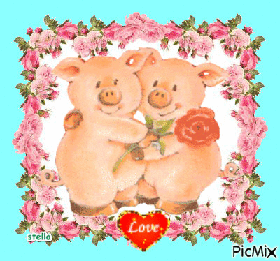 pigs in love - GIF animé gratuit