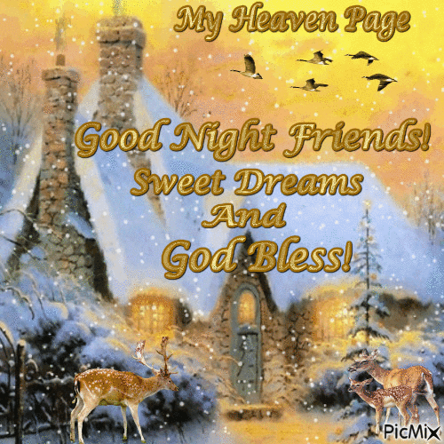 Good Night Friends! Sweet Dreams And God Bless! - Δωρεάν κινούμενο GIF
