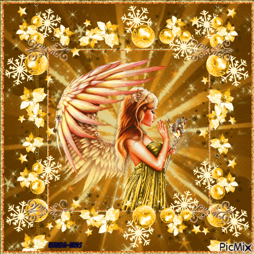 Gold -christmas-angels - Gratis animeret GIF