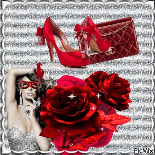 Concurso " La mujer y la rosa roja" - GIF animé gratuit