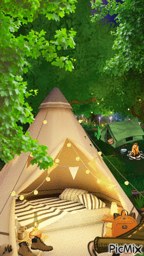 Acampada en el jardín - Darmowy animowany GIF