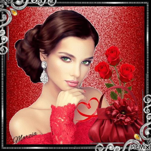 Donna affascinante in rosso - Besplatni animirani GIF