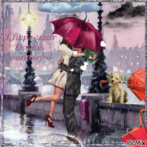 amantes bajo la lluvia ☔ - Darmowy animowany GIF