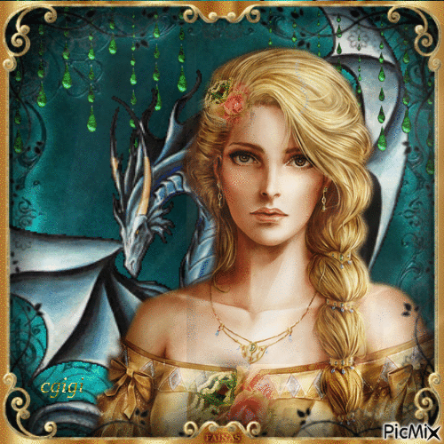 Lady dragon fantasy art - GIF animé gratuit