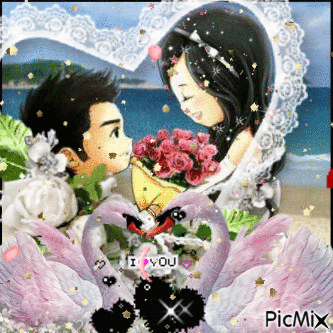 Romantic wedding at beach - 免费动画 GIF