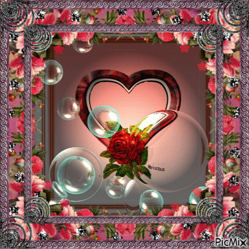 Portrait Spring Flowers Deco Glitter Colors Happy Valentine's Day - GIF animado grátis