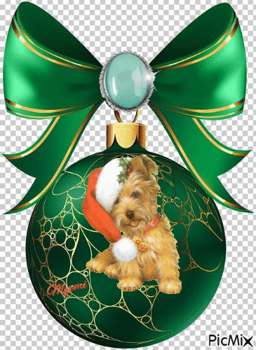 boule de Noel avec chien - GIF animate gratis