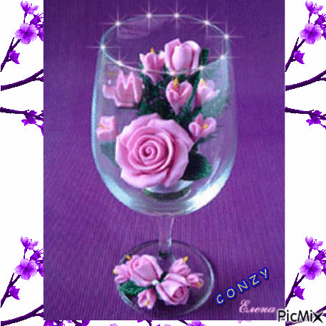Rosas en copa - GIF animado gratis
