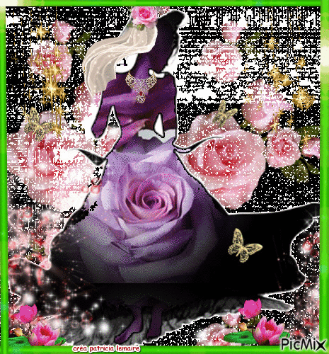 femme roses - Animovaný GIF zadarmo