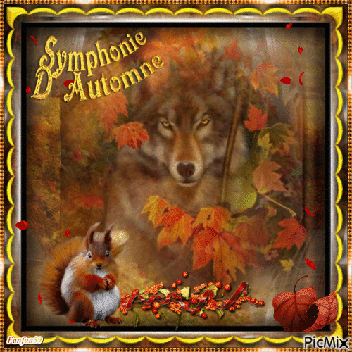 Le loup de l'automne - GIF animado grátis