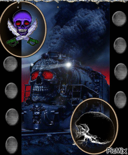 Train tete de mort - GIF animado grátis