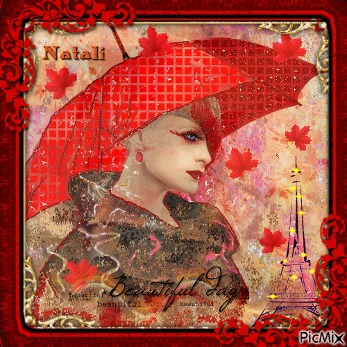"Parapluie rouge" - dessin - Gratis geanimeerde GIF