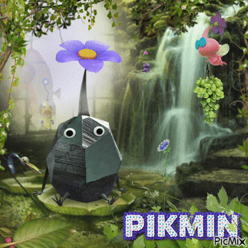 rock pikmin peaceful scenery - Gratis animeret GIF