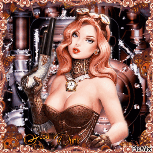 Concours...STEAMPUNK PORTRAIT FEMME - Free animated GIF