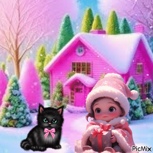 pink winter - Безплатен анимиран GIF