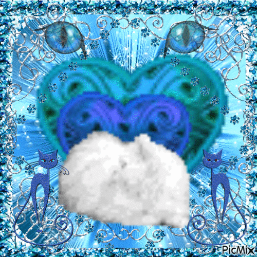cat blue glitter - 無料のアニメーション GIF