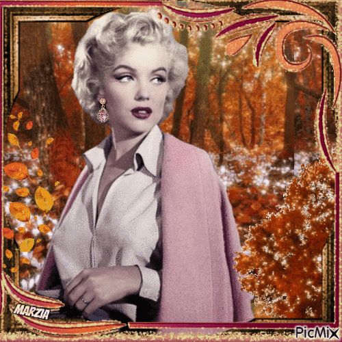 Marilyn Monroe - Acquerello autunnale - GIF animado grátis