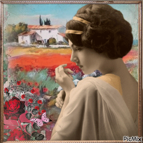 Concours : Femme dans un jardin - Vintage - GIF เคลื่อนไหวฟรี