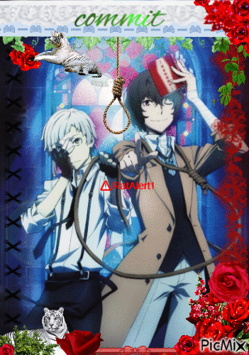 dazai and atsushi tell you to commit to yourself - Δωρεάν κινούμενο GIF