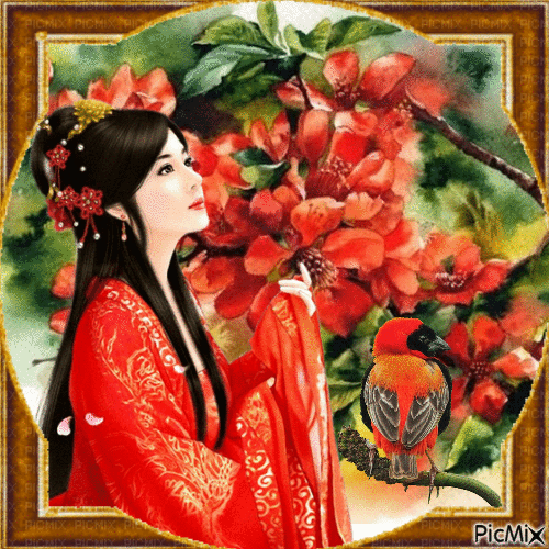 Spring oriental composition - Free animated GIF