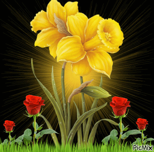 flor amarela - GIF animado gratis