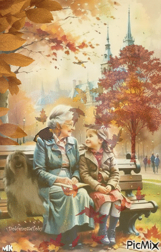Sentadas en un banco del parque - Ingyenes animált GIF