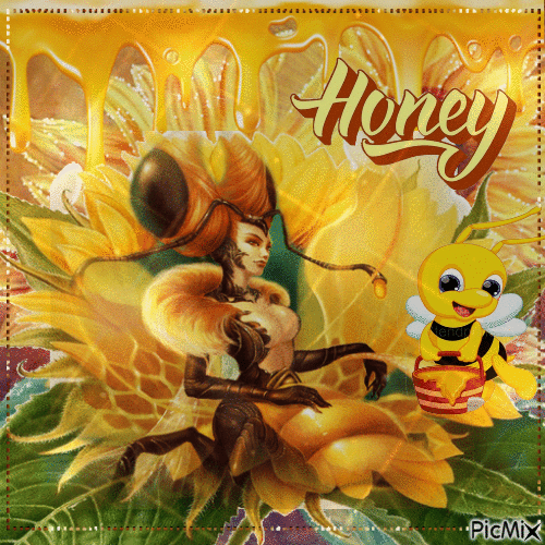 Bienenkönigin auf einer Sonnenblume - GIF animate gratis