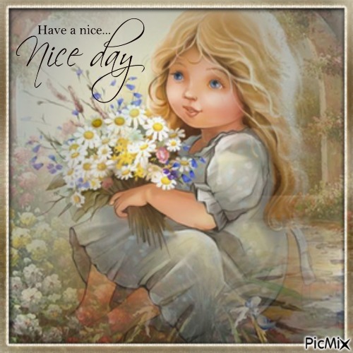 Little girl with flowers - PNG gratuit