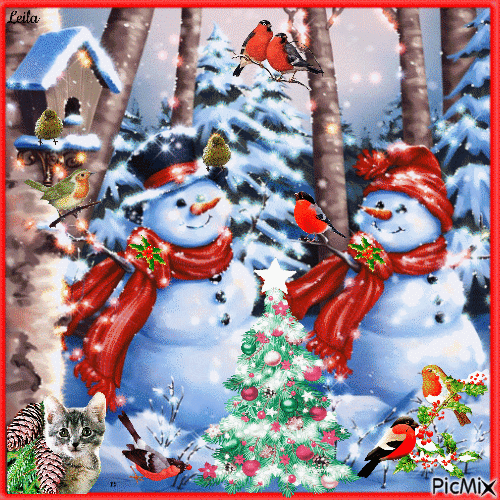 Snowman, Christmas - Free animated GIF