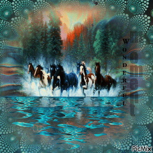 Pferde in besonderer Umgebung - Free animated GIF