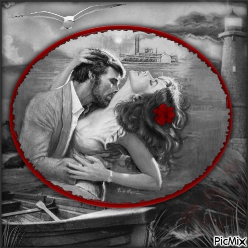 Vintage Couple w Touch of Red-RM-02-04-24 - png gratis