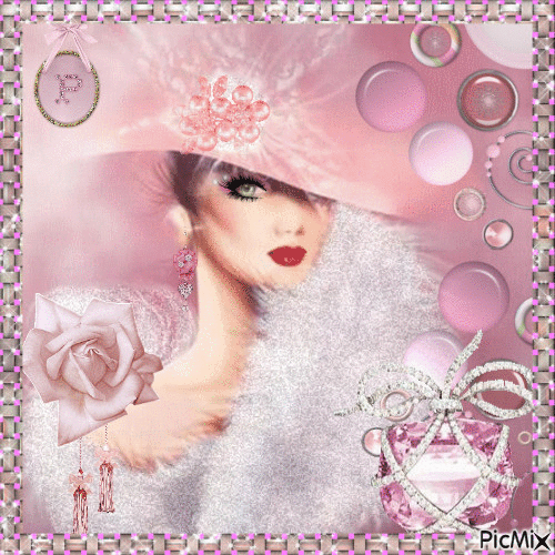 "Woman in pink hat" - Бесплатный анимированный гифка