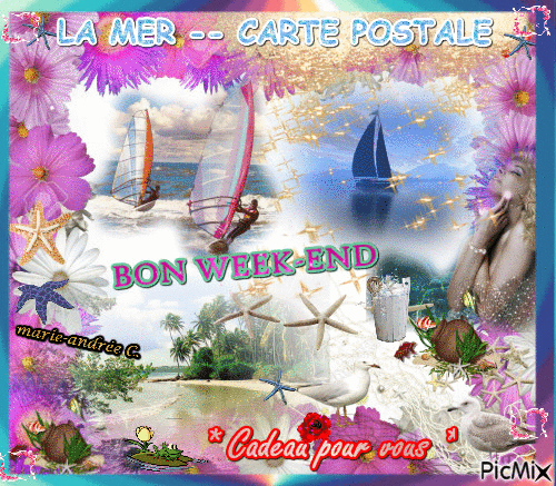 * Carte postale -- La mer § Kdo. * - Free animated GIF