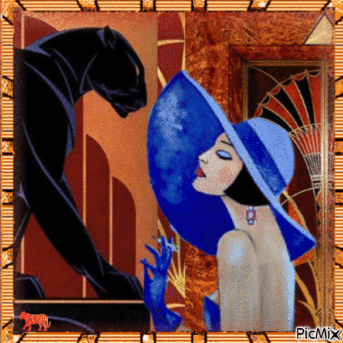Art déco woman orange/blue - 無料のアニメーション GIF