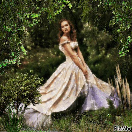 Mulher na floresta - Darmowy animowany GIF