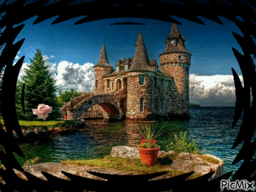 Castle by the water - Free animated GIF